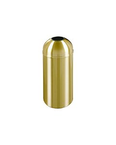 Glaro T1530BE Atlantis "All-Weather" Collection Open Dome Top Receptacle - 12 Gallon Capacity - 15" Dia. x 30" H - Satin Brass