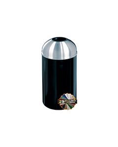 Glaro T1530 Mount Everest Open Dome Top Receptacle - 12 Gallon Capacity - 15" Dia. x 30" H - Satin Aluminum Cover