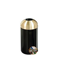 Glaro T1540 Mount Everest Open Dome Top Receptacle - 12 Gallon Capacity - 15" Dia. x 30" H - Satin Brass Cover