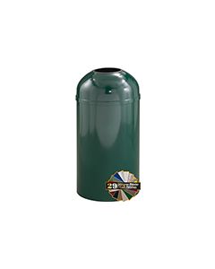 Glaro T1550 Mount Everest Open Dome Top Receptacle - 12 Gallon Capacity - 15" Dia. x 30" H - Matching Enamel Cover