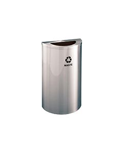 Glaro T1899SA RecyclePro Half Round Receptacle with Half Round Opening - 14 Gallon Capacity - 30" H x 18" W x 9" D - Satin Aluminum