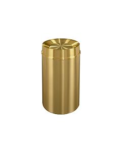 Glaro TA2035BE Atlantis "All-Weather" Collection Tip Action Self Closing Receptacle - 33 Gallon Capacity - 20" Dia. x 35" H - Satin Brass