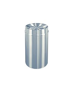 Glaro TA2035SA New Yorker Collection Tip Action Self Closing Receptacle - 33 Gallon Capacity - 20" Dia. x 35" H - Satin Aluminum