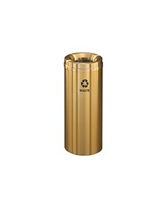 Glaro W1232BE "RecyclePro 1" Receptacle with Large Round Opening - 12 Gallon Capacity - 12" Dia. x 31" H - Satin Brass