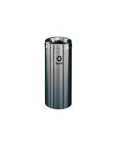 Glaro W1232SA "RecyclePro 1" Receptacle with Large Round Opening - 12 Gallon Capacity - 12" Dia. x 31" H - Satin Aluminum