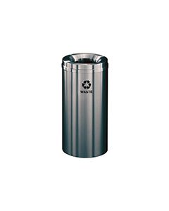 Glaro W1532SA "RecyclePro 1" Receptacle with Large Round Opening - 16 Gallon Capacity - 15" Dia. x 31" H - Satin Aluminum