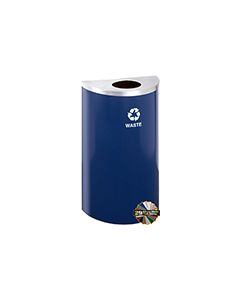 Glaro W1899 RecyclePro Half Round Receptacle with 5.5"  Round Opening - 14 Gallon Capacity - 30" H x 18" W x 9" D - Assorted Colors