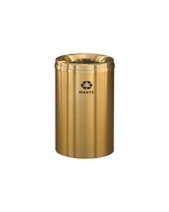 Glaro W2032BE "RecyclePro 1" Receptacle with Large Round Opening - 33 Gallon Capacity - 20" Dia. x 31" H - Satin Brass