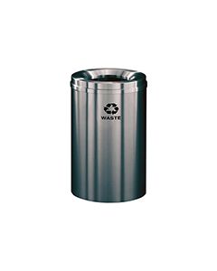 Glaro W2032SA "RecyclePro 1" Receptacle with Large Round Opening - 33 Gallon Capacity - 20" Dia. x 31" H - Satin Aluminum