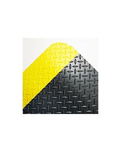 Crown Mats Industrial Deck Plate Anti-Fatigue Mat with Foam Backing - Black with Yellow Border