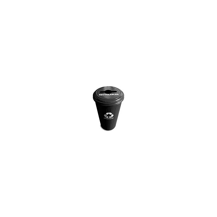 Witt Industries 10/1CTBK Tall Round Recycling Wastebasket with Combination Round/Slot Opening - 80 quart capacity - Black