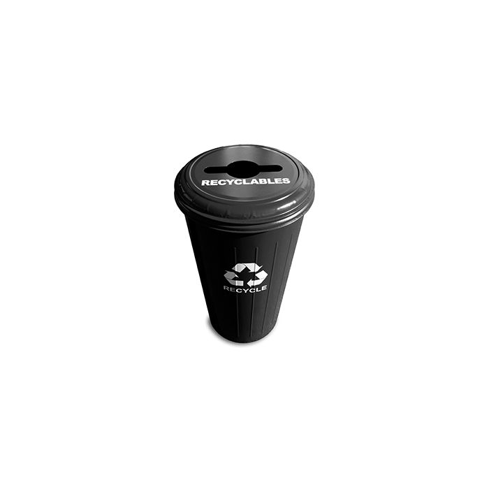 Witt Industries 10/1CTBK Tall Round Recycling Wastebasket with Combination Round/Slot Opening - 80 quart capacity - Black