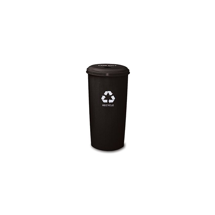 Witt Industries 10/1DTBK Tall Round Recycling Wastebasket with 4" Round Opening - 80 quart capacity - Black