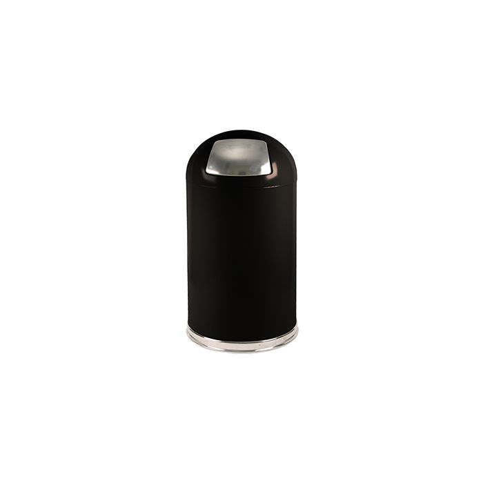 Witt Industries 12DTBK Dome Top Waste Receptacle with Push Door - 15" Dia. x 29" H - 12 Gallon Capacity - Black in Color