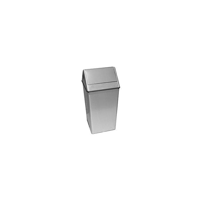 Witt Industries 1311HTSS Wastewatcher with Push Top Lid Trash Can - 13" Sq x 29" H - 13 Gallon Capacity - Stainless Steel