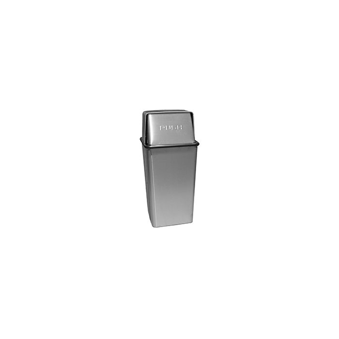 Witt Industries 13HTSS Push Top Trash Can - 13" Sq. x 30" H - 13 Gallon Capacity - Stainless Steel