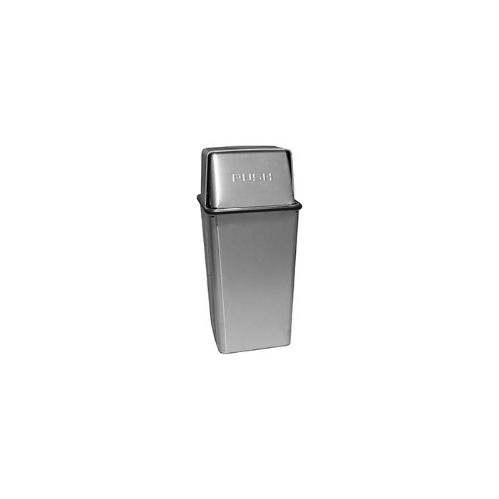 Witt Industries 21HTSS Wastewatcher with Push Top Lid Trash Can - 21 Gallon Capacity - 15" Sq x 37" H - Stainless Steel