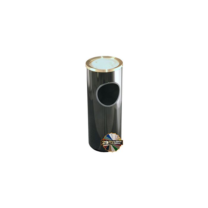 Glaro 141 Mount Everest Ash/Trash Receptacle with Sand Tray Top - 3 Gallon Capacity - 9" Dia. x 23" H - Satin Brass Cover