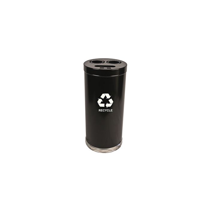 Witt Industries 15RTBK Three Opening Recycling Container - 24 Gallon Capacity - 15" Dia. x 32" H - Black in Color