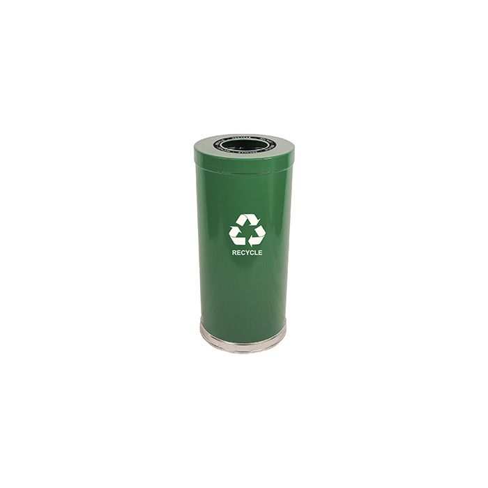 Witt Industries 15RTGN-1H Single Stream Recycling Container - 24 Gallon Capacity - 15" Dia. x 32" H - Green in Color