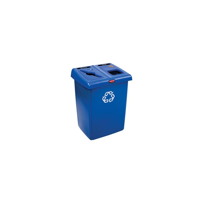 Rubbermaid 1792339 Two Stream Glutton Recycling Station - 46 Gallon Capacity - Blue in Color