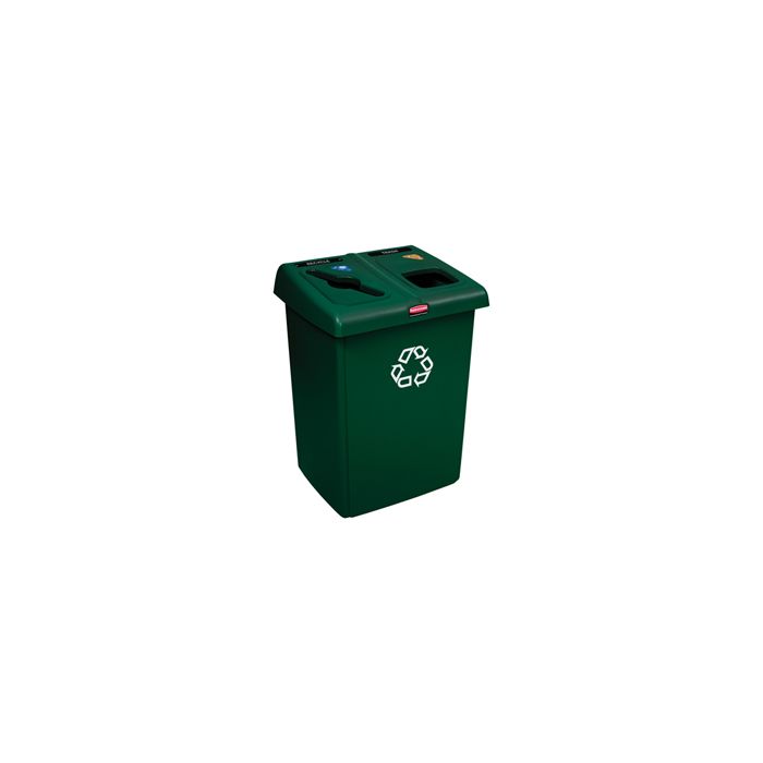 Rubbermaid 1792340 Two Stream Glutton Recycling Station - 46 Gallon Capacity - Dark Green in Color