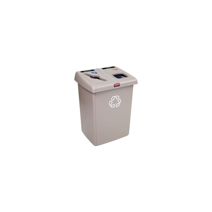 Rubbermaid 1792371 Two Stream Glutton Recycling Station - 46 Gallon Capacity - Beige in Color