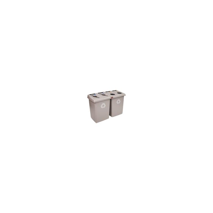 Rubbermaid 1792374 Glutton Recycling Station - 92 Gallon Capacity - 53" L x 24" W x 35.5" H - Beige in Color