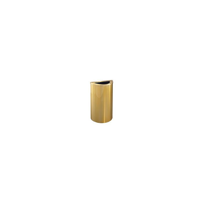 Glaro 1891BE Profile Series Half Round Receptacle with Half Moon Lid - 14 Gallon Capacity - 30" H x 18" W x 9" D - Satin Brass