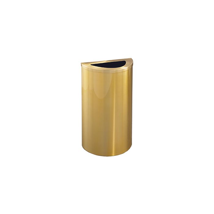 Glaro 1891BE Profile Series Half Round Receptacle with Half Moon Lid - 14 Gallon Capacity - 30" H x 18" W x 9" D - Satin Brass