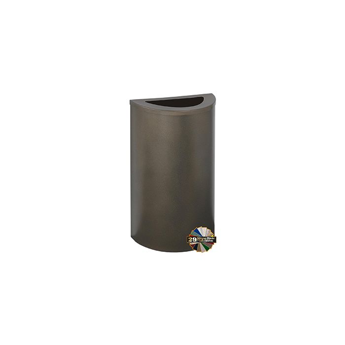 Glaro 1891 Profile Series Half Round Receptacle with Half Moon Lid - 14 Gallon Capacity - 30" H x 18" W x 9" D - 19 lbs - Assorted Colors