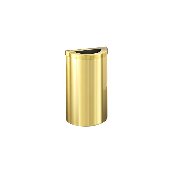 Glaro 1891VBE Value Half Round Receptacle with Half Round Lid - 16 Gallon Capacity - 30" H x 18" W x 9" D - Satin Brass