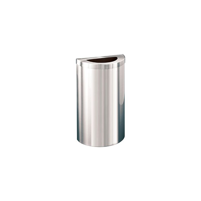 Glaro 1891VSA Value Half Round Receptacle with Half Round Lid - 16 Gallon Capacity - 30" H x 18" W x 9" D - Satin Aluminum