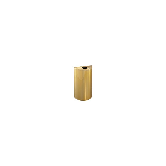 Glaro 1892BE Profile Series Half Round Receptacle with Round Opening - 14 Gallon Capacity - 30" H x 18" W x 9" D - Satin Brass