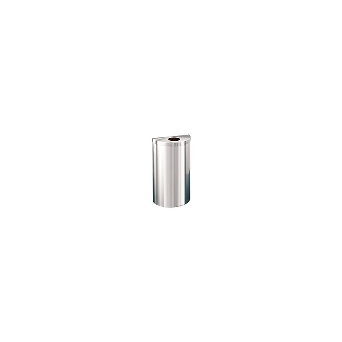 Glaro 1892VSA Value Half Round Receptacle with Round Opening - 16 Gallon Capacity - 30" H x 18" W x 9" D - Satin Aluminum