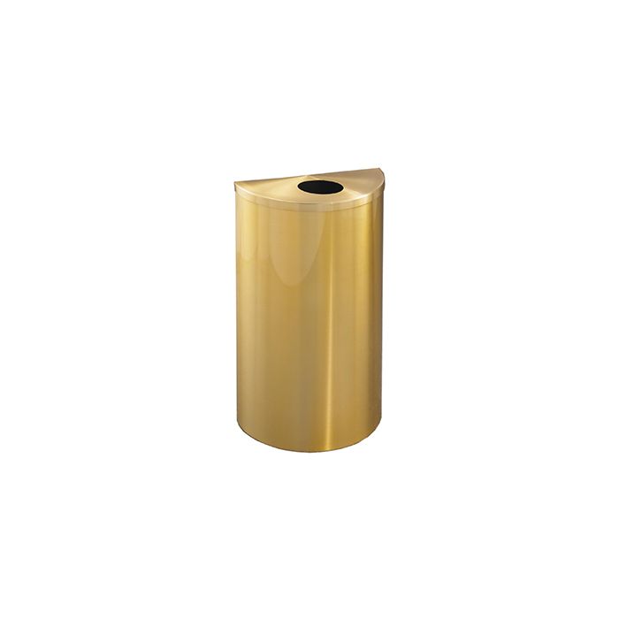 Glaro 1892BE Profile Series Half Round Receptacle with Round Opening - 14 Gallon Capacity - 30" H x 18" W x 9" D - Satin Brass