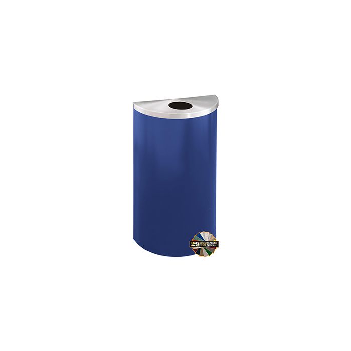 Glaro 1892 Profile Series Half Round Receptacle with Round Opening - 14 Gallon Capacity - 30" H x 18" W x 9" D - Assorted Colors