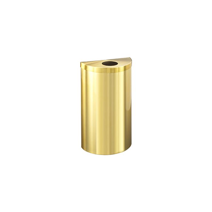 Glaro 1892VBE Value Half Round Receptacle with Round Opening - 16 Gallon Capacity - 30" H x 18" W x 9" D - Satin Brass