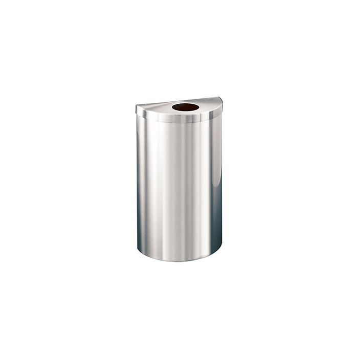 Glaro 1895VSA Value Half Round Receptacle with Flat Hinged Lid - 16 Gallon Capacity - 30" H x 18" W x 9" D - Satin Aluminum