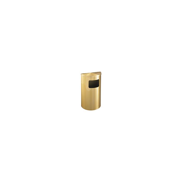 Glaro 1893BE Profile Series Half Round Receptacle with Side Entry - 6 Gallon Capacity - 30" H x 18" W x 9" D - Satin Brass