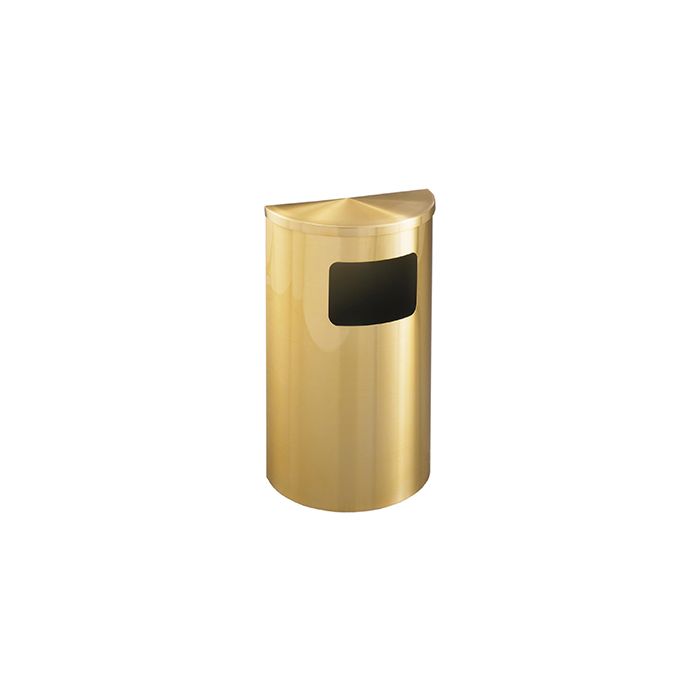 Glaro 1893BE Profile Series Half Round Receptacle with Side Entry - 6 Gallon Capacity - 30" H x 18" W x 9" D - Satin Brass