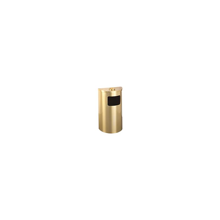 Glaro 1894BE Profile Series Ash/Trash Half Round Receptacle with Side Entry - 6 Gallon Capacity - 30" H x 18" W x 9" D - Satin Brass