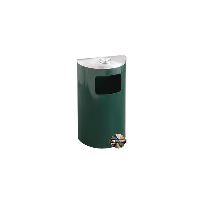 Glaro 1894 Profile Series Ash/Trash Half Round Receptacle with Side Entry - 6 Gallon Capacity - 30" H x 18" W x 9" D - Assorted Colors