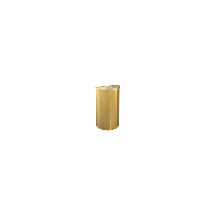 Glaro 1895BE Profile Series Half Round Receptacle with Hinged Lid - 14 Gallon Capacity - 30" H x 18" W x 9" D - Satin Brass