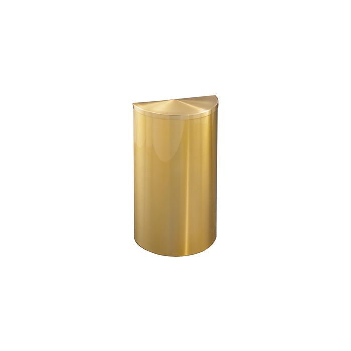 Glaro 1895BE Profile Series Half Round Receptacle with Hinged Lid - 14 Gallon Capacity - 30" H x 18" W x 9" D - Satin Brass