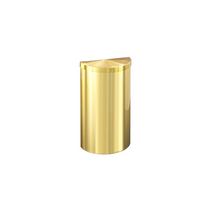 Glaro 1895VBE Value Half Round Receptacle with Flat Hinged Lid - 16 Gallon Capacity - 30" H x 18" W x 9" D - Satin Brass