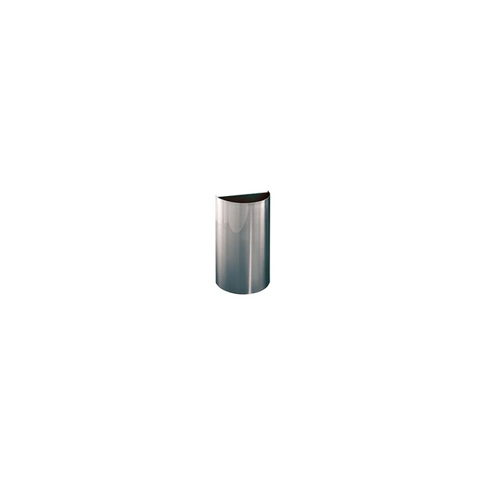 Glaro 1896SA Profile Series Half Round Receptacle with Open Top - 16 Gallon Capacity - 30" H x 18" W x 9" D - Satin Aluminum