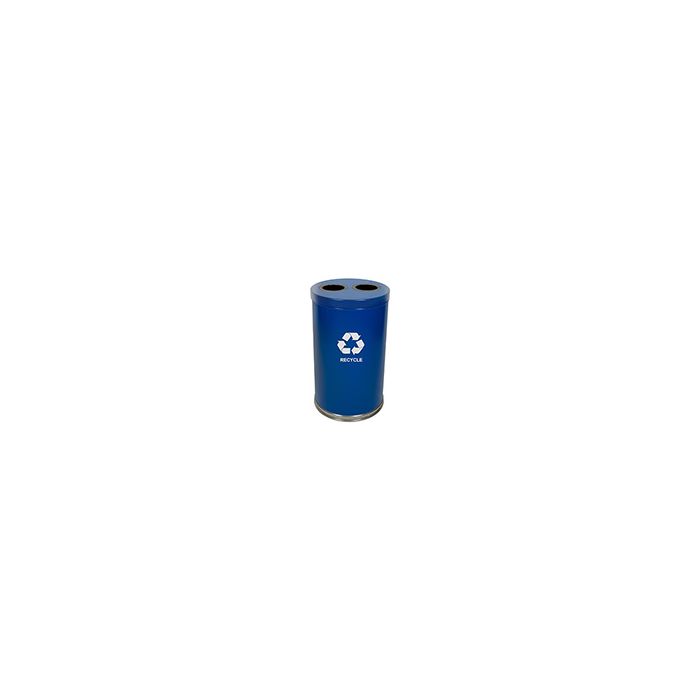 Witt Industries 18RTBL-2H Two Stream Recycling Container - 36 Gallon Capacity - 18" Dia. x 33" H- Blue in Color