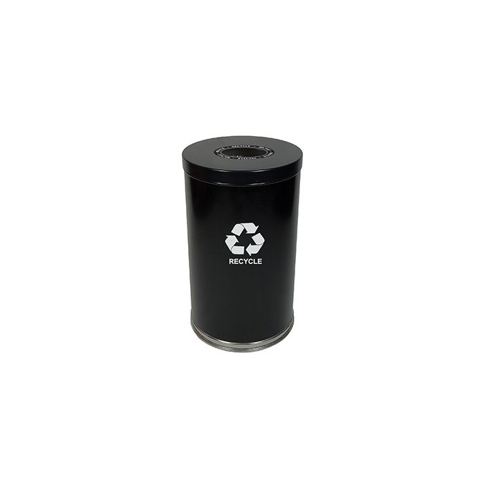 Witt Industries 18RTBK-1H Single Stream Recycling Container - 35 Gallon Capacity - 18" Dia. x 33" H - Black in Color