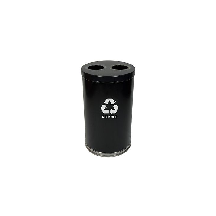 Witt Industries 18RTBK-2H Two Stream Recycling Container - 36 Gallon Capacity - 18" Dia. x 33" H- Black in Color